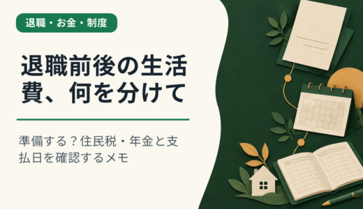 退職前後の生活費、何を分けて準備する？住民税・年金と支払日を確認するメモ